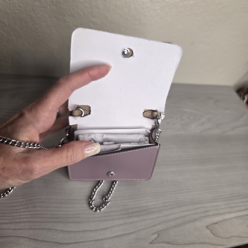 Coach Floral Cream Wallet on a Silver, Detachable,Crossbody Chain NWT - Picture 5 of 8